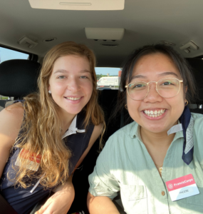 volunteers in car selfie