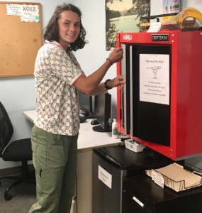 natalie opening flu shot cabinet