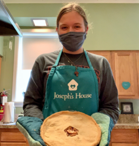 Jenna Ford Blog 1 holding up at pie baked a Joseph's House