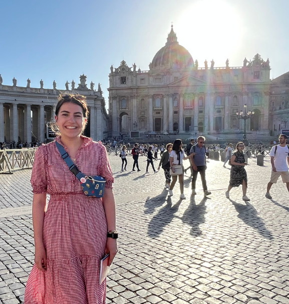 Miriam in front of the Basilica of St. Peter in Vatican City