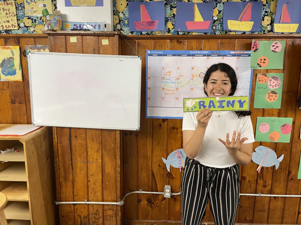 Jazmin at CYO Teaching Weather of the Day