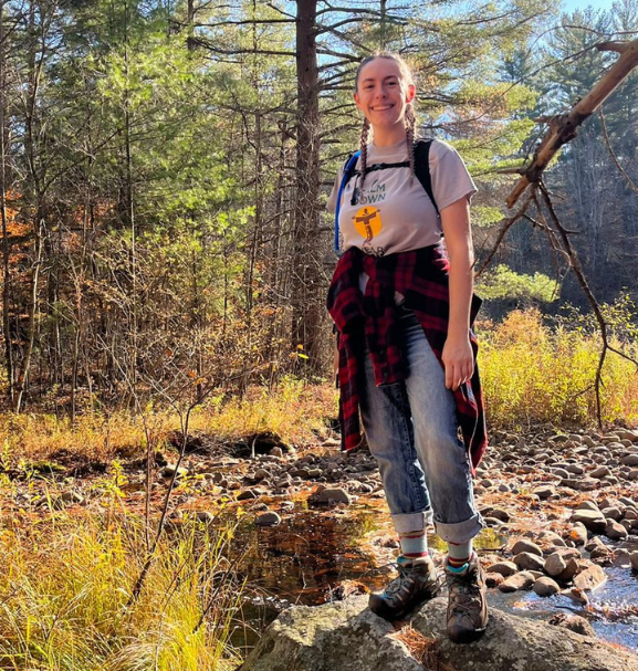 Paige DeFreitas during a fall hike